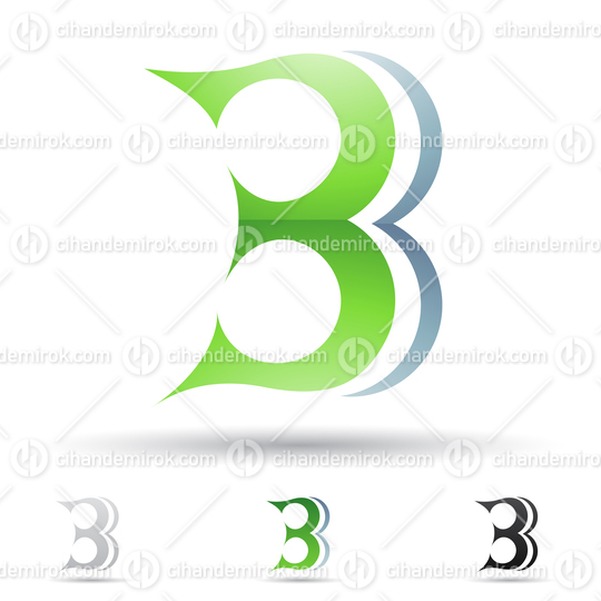Green and Blue Glossy Abstract Curly Round Logo Icon of Letter B