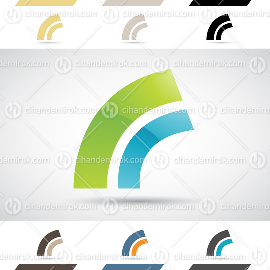 Green and Blue Glossy Abstract Logo Icon of Bow Shaped Letter R