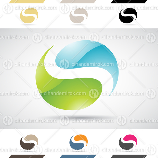 Green and Blue Glossy Abstract Logo Icon of Circular Letter S