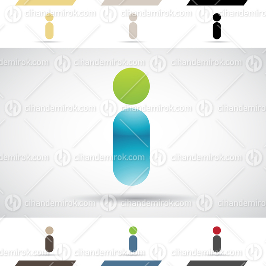 Green and Blue Glossy Abstract Logo Icon of Letter I with Round and Circular Shapes