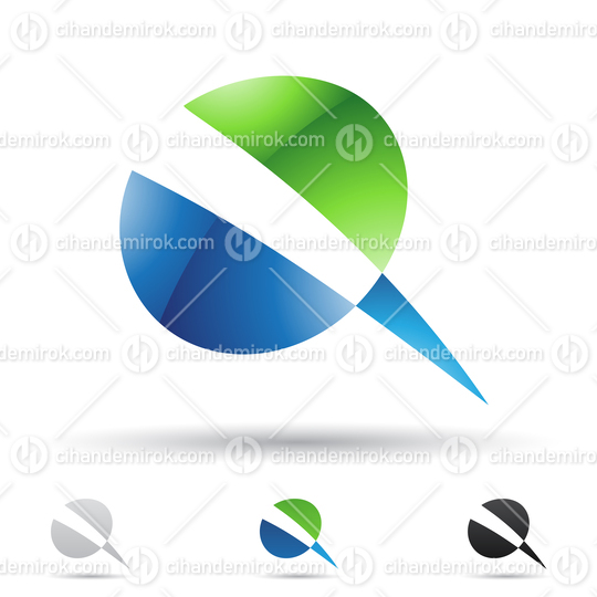 Green and Blue Glossy Abstract Logo Icon of Nail Like Letter Q