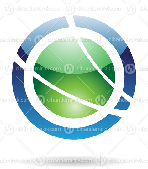 Green and Blue Glossy Abstract Orbit Like Logo Icon