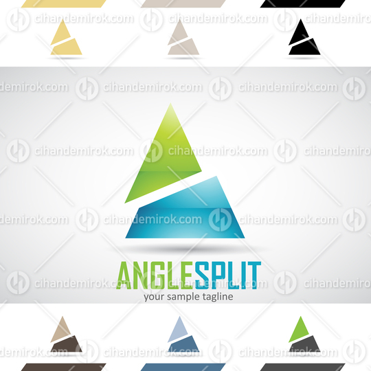 Green and Blue Glossy Abstract Split Triangle Logo Icon of Letter A