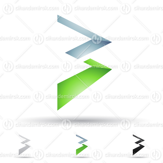 Green and Blue Glossy Abstract Triangular Sharp Logo Icon of Letter B