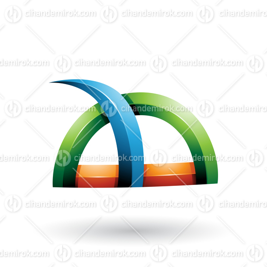 Green and Blue Glossy Grass Like Spiky Shape Vector Illustration