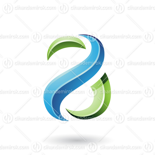Green and Blue Glossy Snake Shaped Letter A Vector Illustration