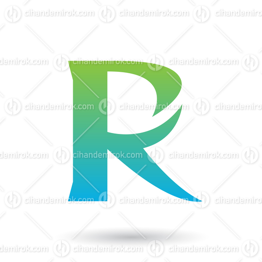 Green and Blue Gradient R with a Spiky Tail Vector Illustration
