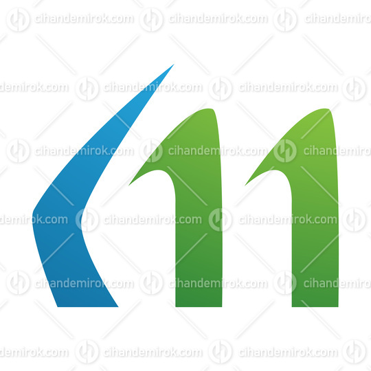 Green and Blue Horn Shaped Letter M Icon