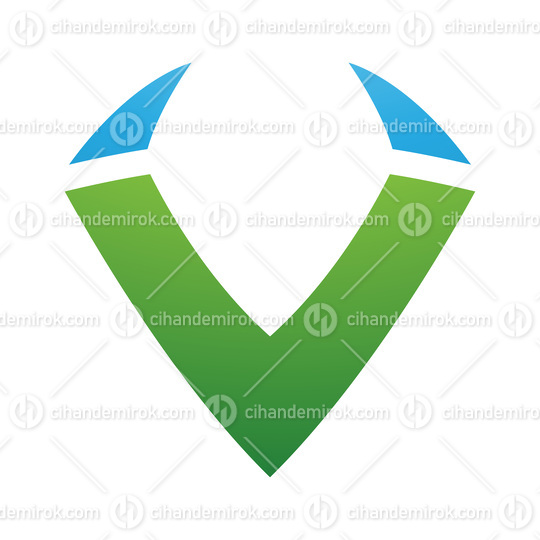 Green and Blue Horn Shaped Letter V Icon