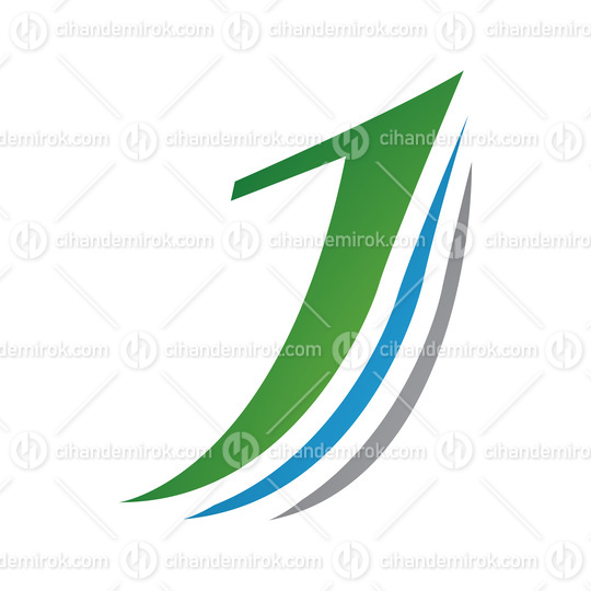 Green and Blue Layered Letter J Icon