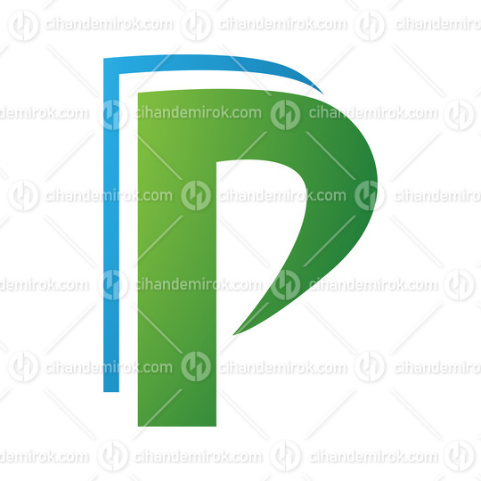 Green and Blue Layered Letter P Icon
