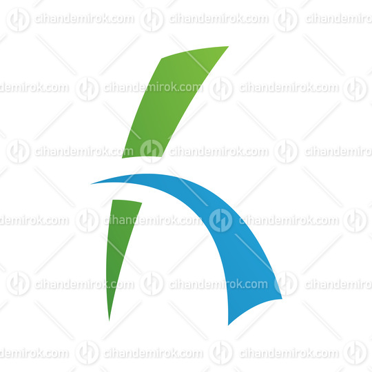 Green and Blue Letter H Icon with Spiky Lines
