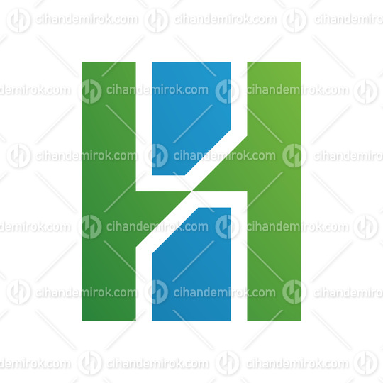 Green and Blue Letter H Icon with Vertical Rectangles