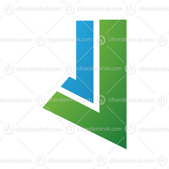 Green and Blue Letter J Icon with Straight Lines