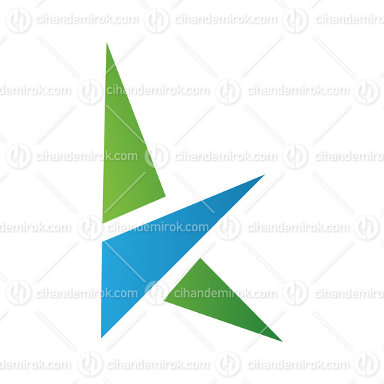 Green and Blue Letter K Icon with Triangles