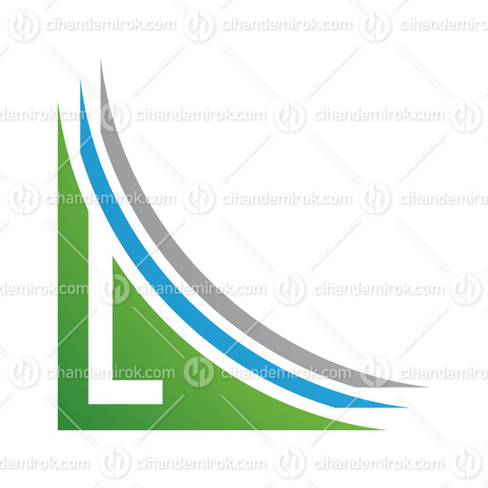 Green and Blue Letter L Icon with Layers