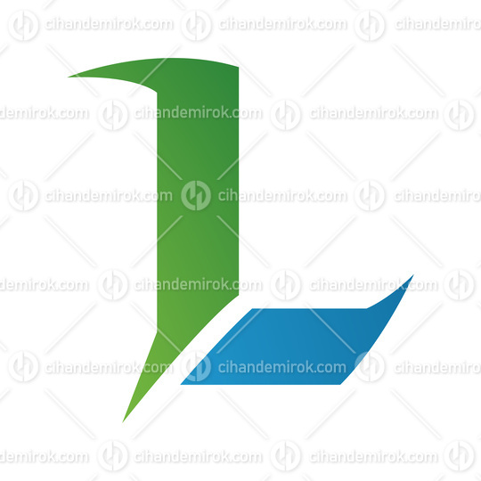 Green and Blue Letter L Icon with Sharp Spikes