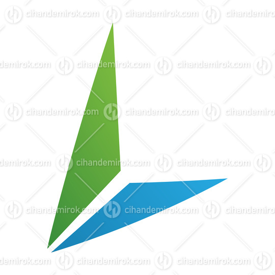 Green and Blue Letter L Icon with Triangles