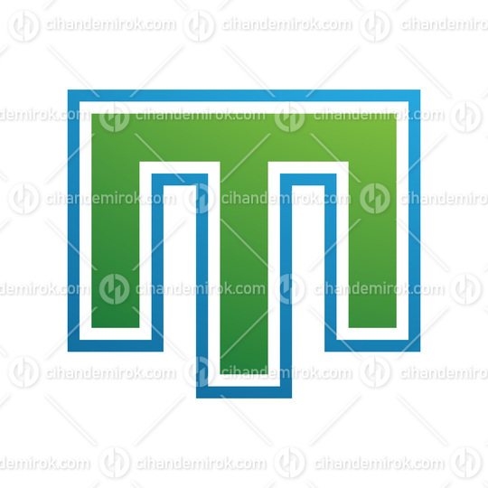 Green and Blue Letter M Icon with an Outer Stripe