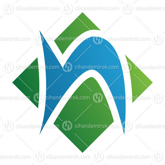 Green and Blue Letter N Icon with a Square Diamond Shape
