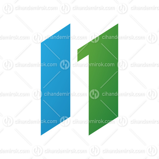 Green and Blue Letter N Icon with Parallelograms