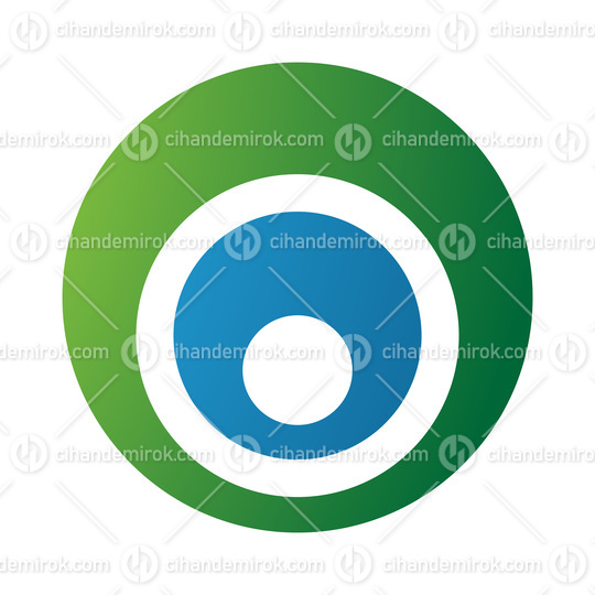 Green and Blue Letter O Icon with Nested Circles