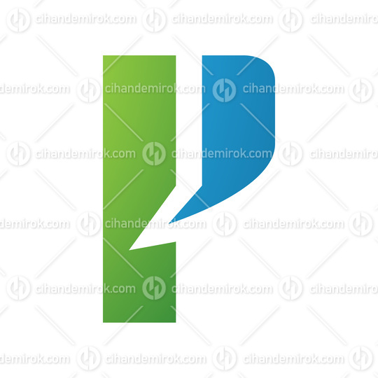Green and Blue Letter P Icon with a Bold Rectangle
