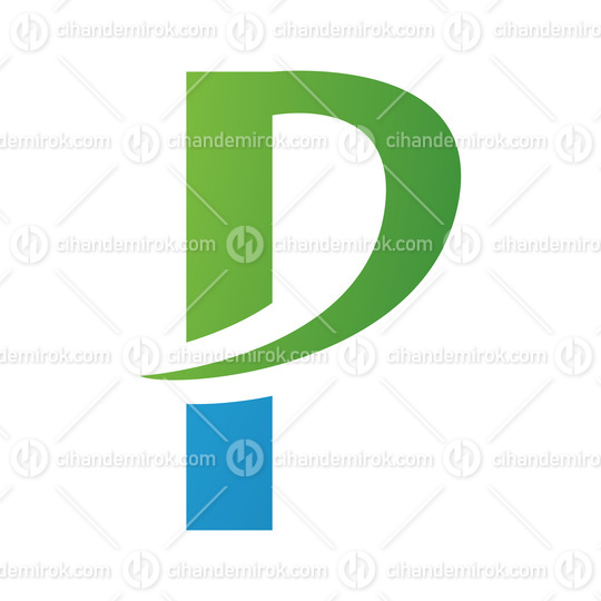 Green and Blue Letter P Icon with a Pointy Tip