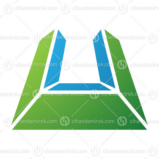 Green and Blue Letter U Icon in Perspective