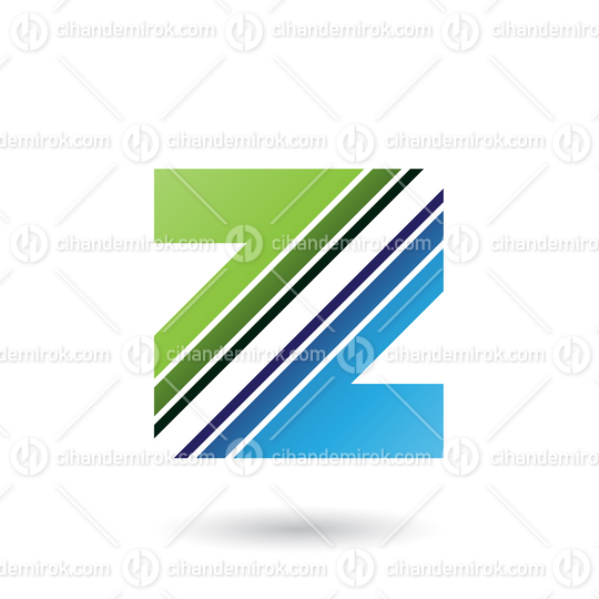 Green and Blue Letter Z with Diagonal Stripes Vector Illustration