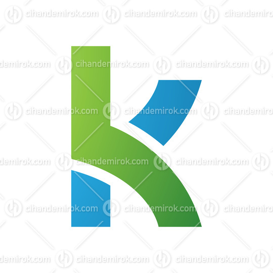 Green and Blue Lowercase Letter K Icon with Overlapping Paths