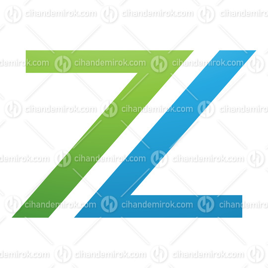 Green and Blue Number 7 Shaped Letter Z Icon