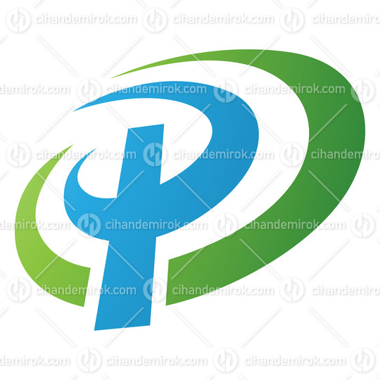 Green and Blue Oval Shaped Letter P Icon