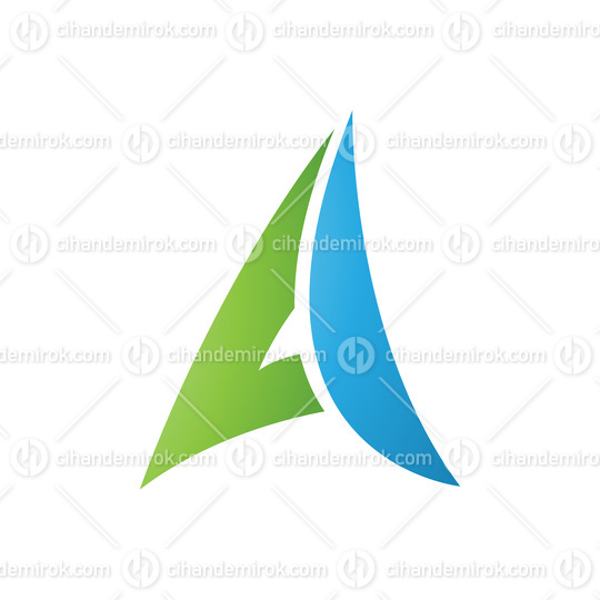Green and Blue Paper Plane Shaped Letter A Icon