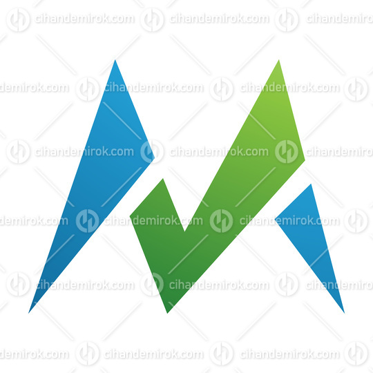 Green and Blue Pointy Tipped Letter M Icon