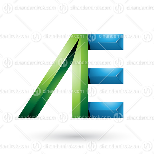 Green and Blue Pyramid Like Dual Letters of A and E