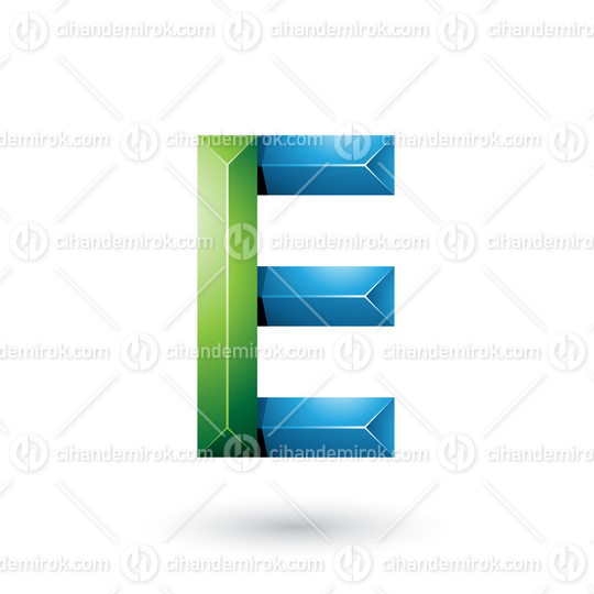 Green and Blue Pyramid Like Geometrical Letter E