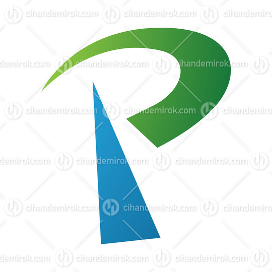 Green and Blue Radio Tower Shaped Letter P Icon