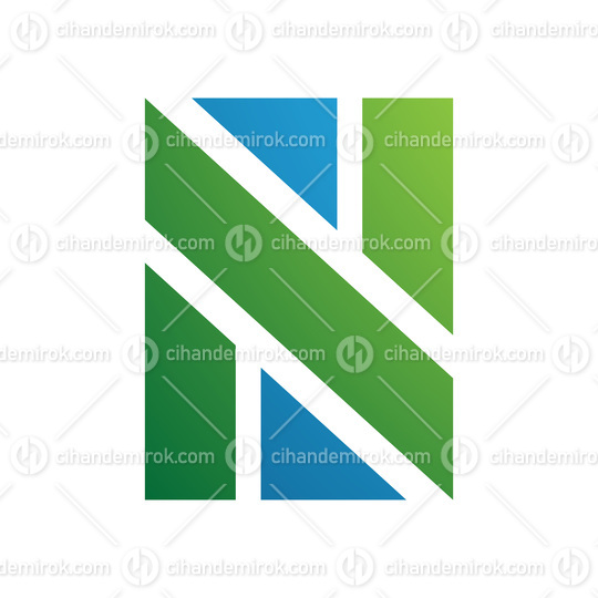 Green and Blue Rectangle Shaped Letter N Icon