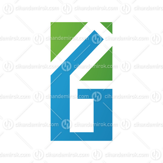 Green and Blue Rectangular Letter G or Number 6 Icon