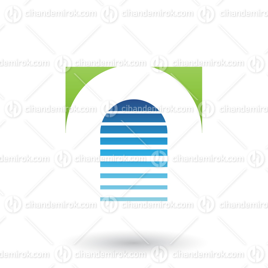 Green and Blue Reversed U Icon for Letter A Vector Illustration