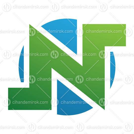 Green and Blue Round Bold Letter N Icon