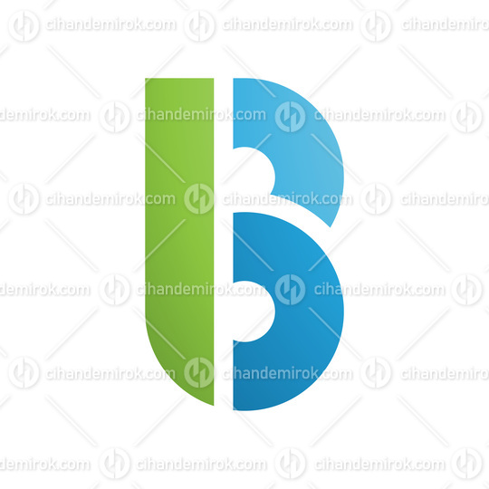 Green and Blue Round Disk Shaped Letter B Icon