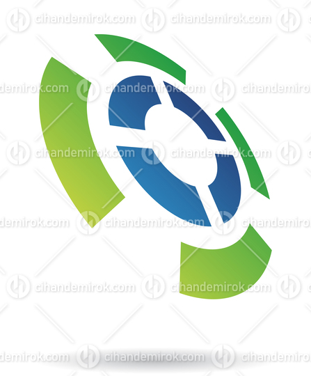 Green and Blue Rounded Rectangles Abstract Logo Icon in Perspective 