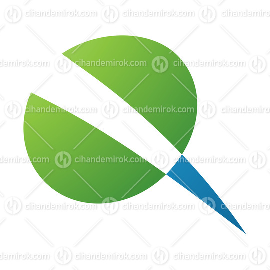 Green and Blue Screw Shaped Letter Q Icon