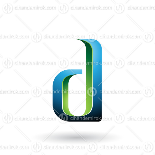 Green and Blue Shaded Letter D Vector Illustration