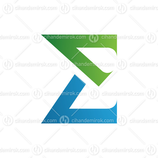 Green and Blue Sharp Elegant Letter E Icon