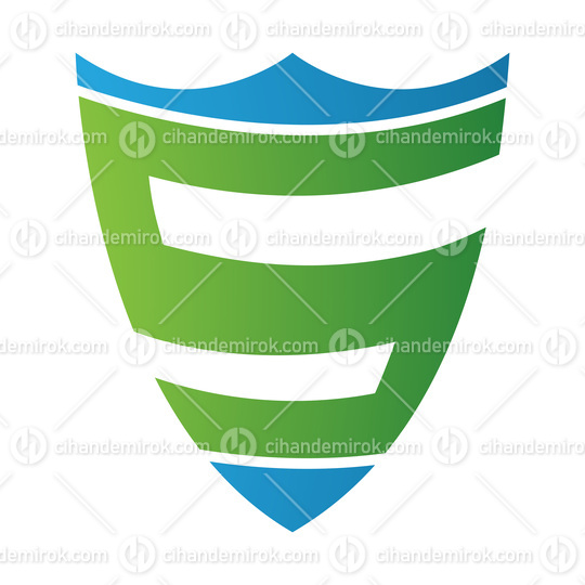 Green and Blue Shield Shaped Letter S Icon