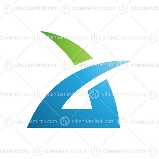 Green and Blue Spiky Grass Shaped Letter A Icon