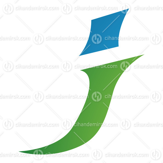 Green and Blue Spiky Italic Letter J Icon
